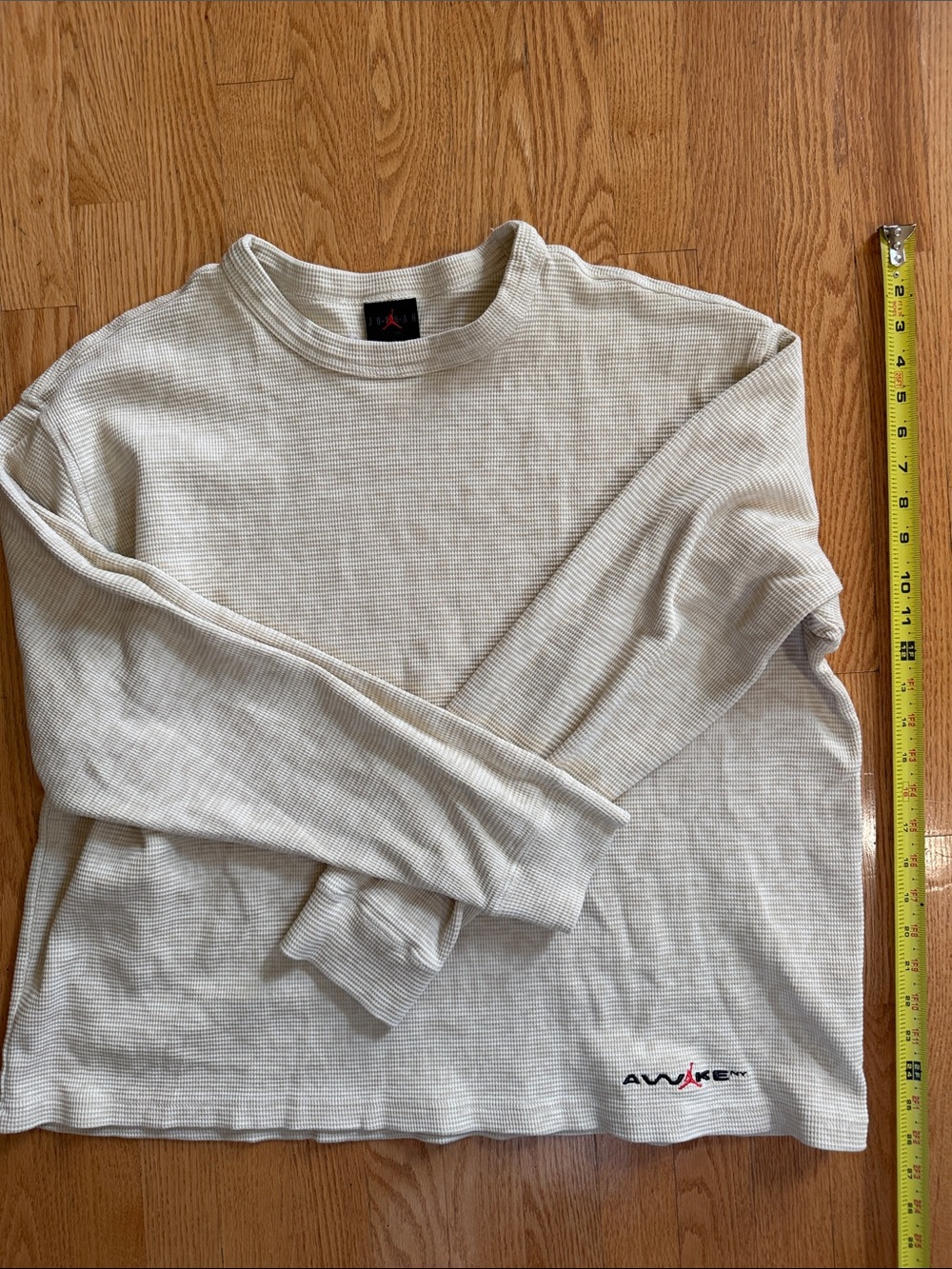 Jordan Long Sleeve Waffle Thermal Shirt in Off-White